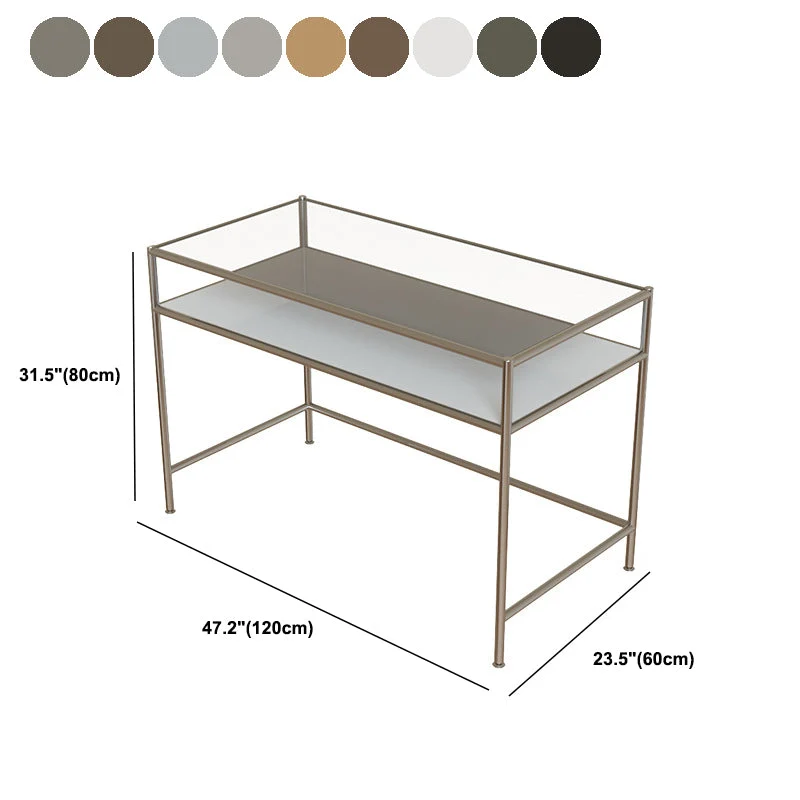 Bureau d'écriture contemporain en verre Bureau rectangulaire avec étagère Clearhalo