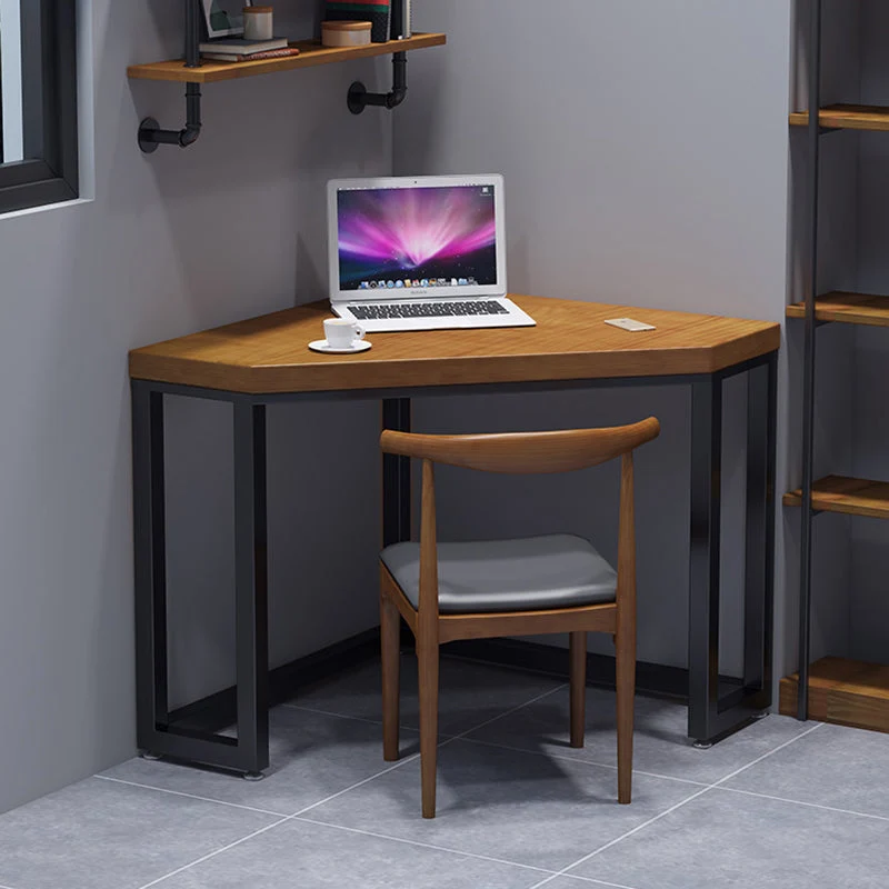 Bureau d'écriture d'angle en bois, maison industrielle, marron Clearhalo