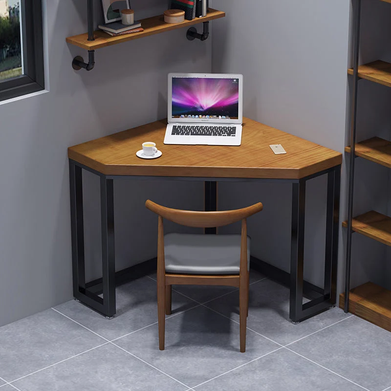 Bureau d'écriture d'angle en bois, maison industrielle, marron Clearhalo