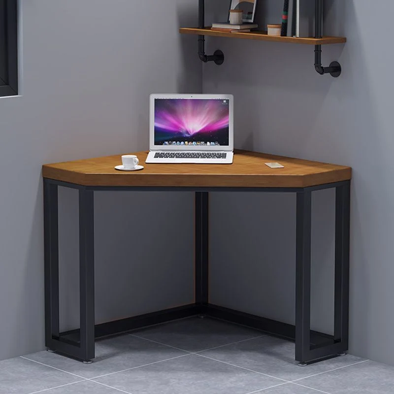 Bureau d'écriture d'angle en bois, maison industrielle, marron Clearhalo