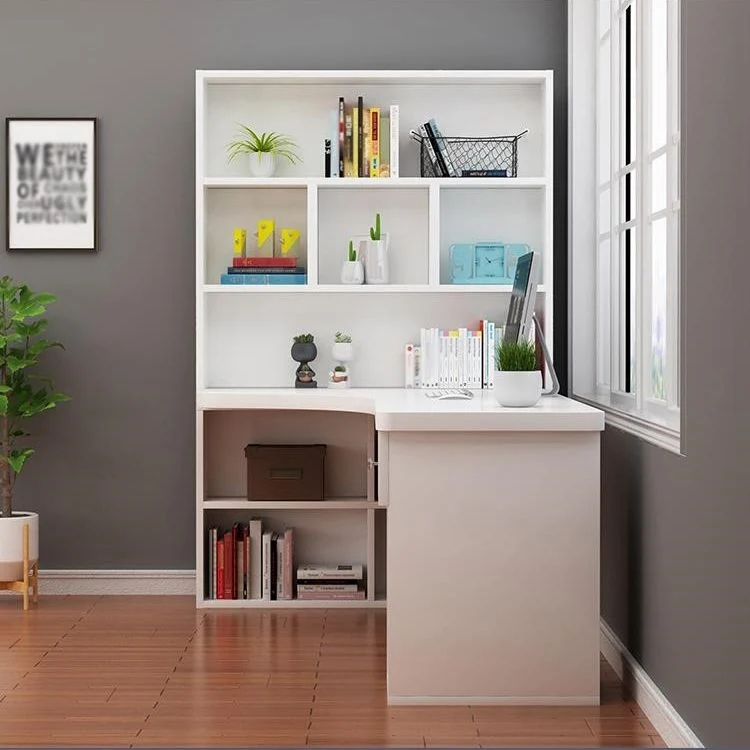 Bureau d'écriture d'angle en bois manufacturé, bureau moderne avec étagère, 47,2"L x 23,6"l x 28,5"H Clearhalo