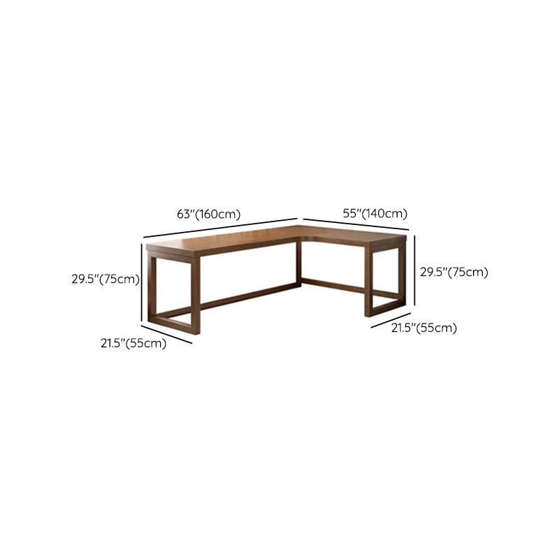 Bureau d'écriture d'angle moderne en bois massif, base luge, bureau de 29,53 pouces de hauteur Clearhalo