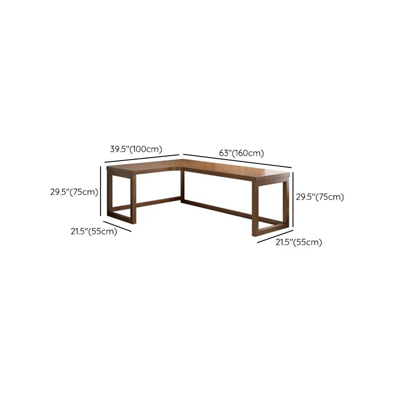 Bureau d'écriture d'angle moderne en bois massif, base luge, bureau de 29,53 pouces de hauteur Clearhalo