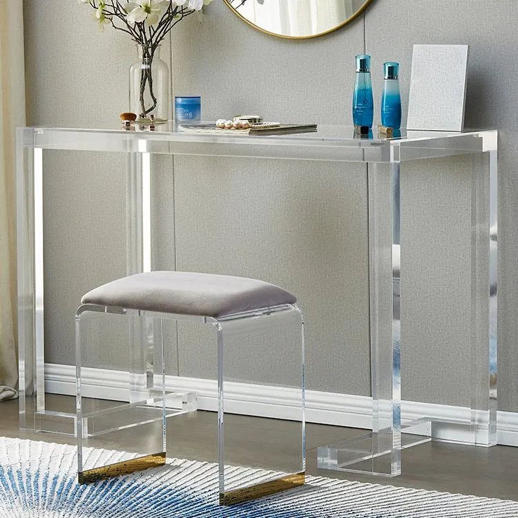 Bureau d'écriture à domicile en acrylique, bureau rectangulaire de style moderne Clearhalo