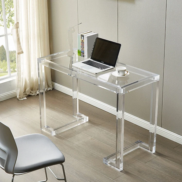 Bureau d'écriture à domicile en acrylique, bureau rectangulaire de style moderne Clearhalo