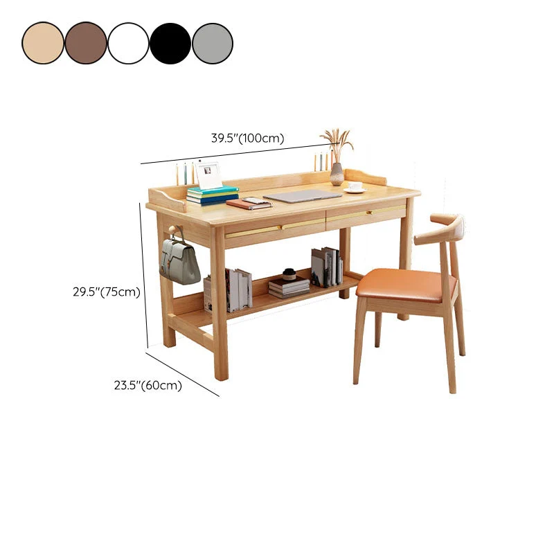 Bureau d'écriture à domicile en bois massif, bureau de style contemporain de 29,5 pouces Clearhalo