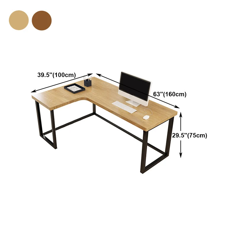 Bureau d'écriture à domicile en forme de L, bureau en bois massif de Style industriel sans armoire Clearhalo