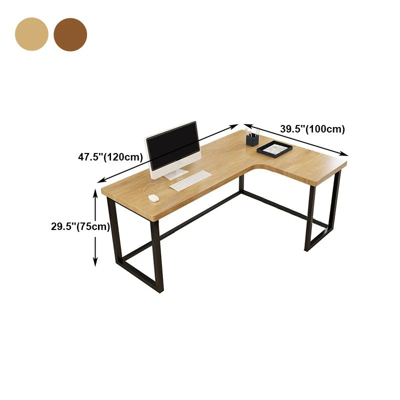 Bureau d'écriture à domicile en forme de L, bureau en bois massif de Style industriel sans armoire Clearhalo