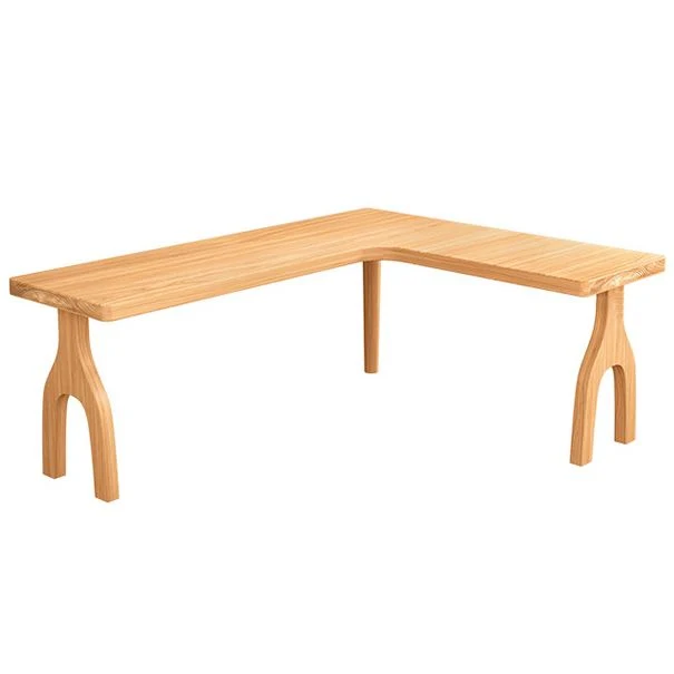 Bureau d'écriture à domicile en forme de L, bureau en bois massif de pin de Style moderne Clearhalo