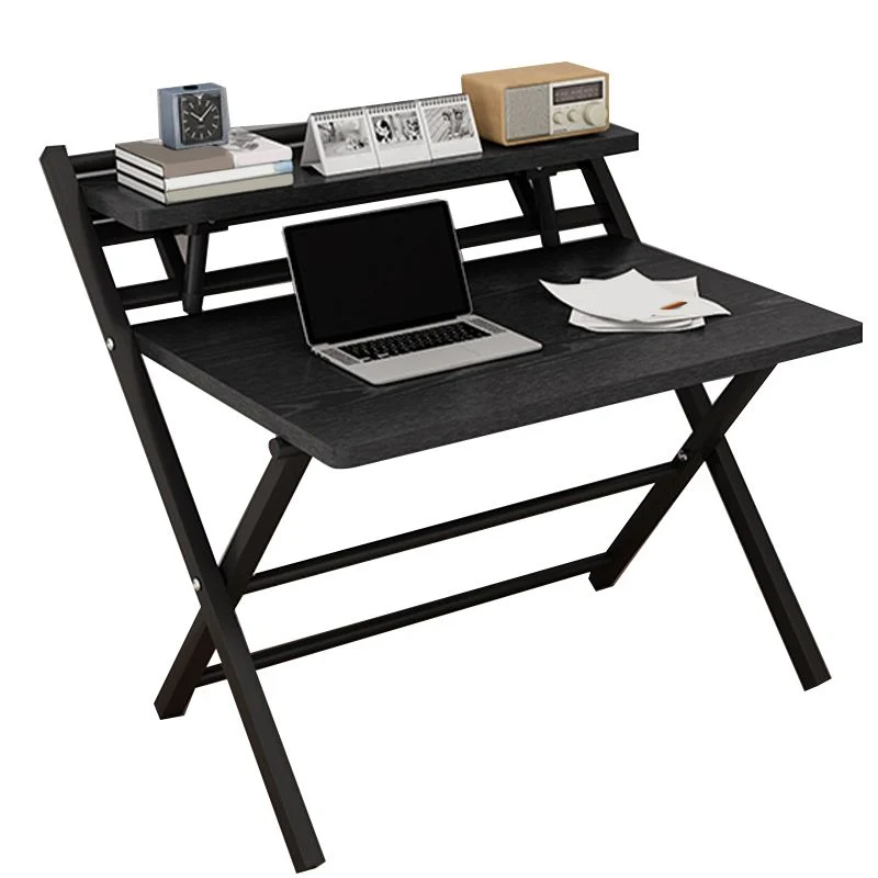 Bureau d'écriture à domicile pliant rectangulaire, bureau à base en acier avec tréteaux Clearhalo