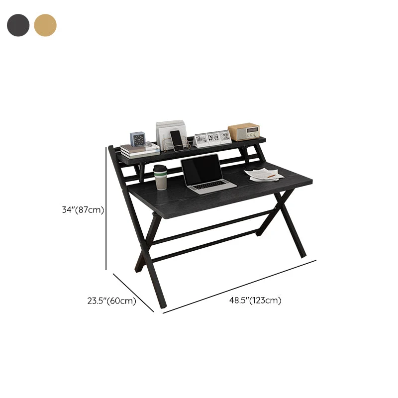 Bureau d'écriture à domicile pliant rectangulaire, bureau à base en acier avec tréteaux Clearhalo