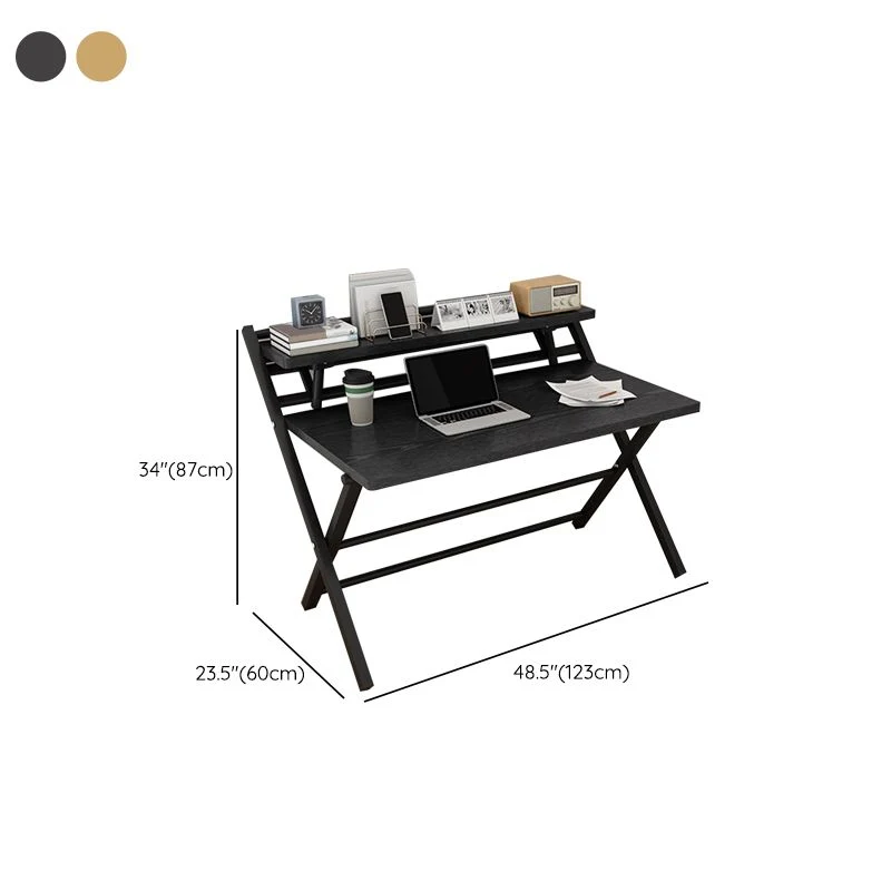 Bureau d'écriture à domicile pliant rectangulaire, bureau à base en acier avec tréteaux Clearhalo