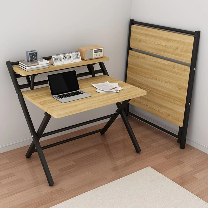 Bureau d'écriture de dortoir pliant moderne, bureau à base de tréteau rectangulaire Clearhalo
