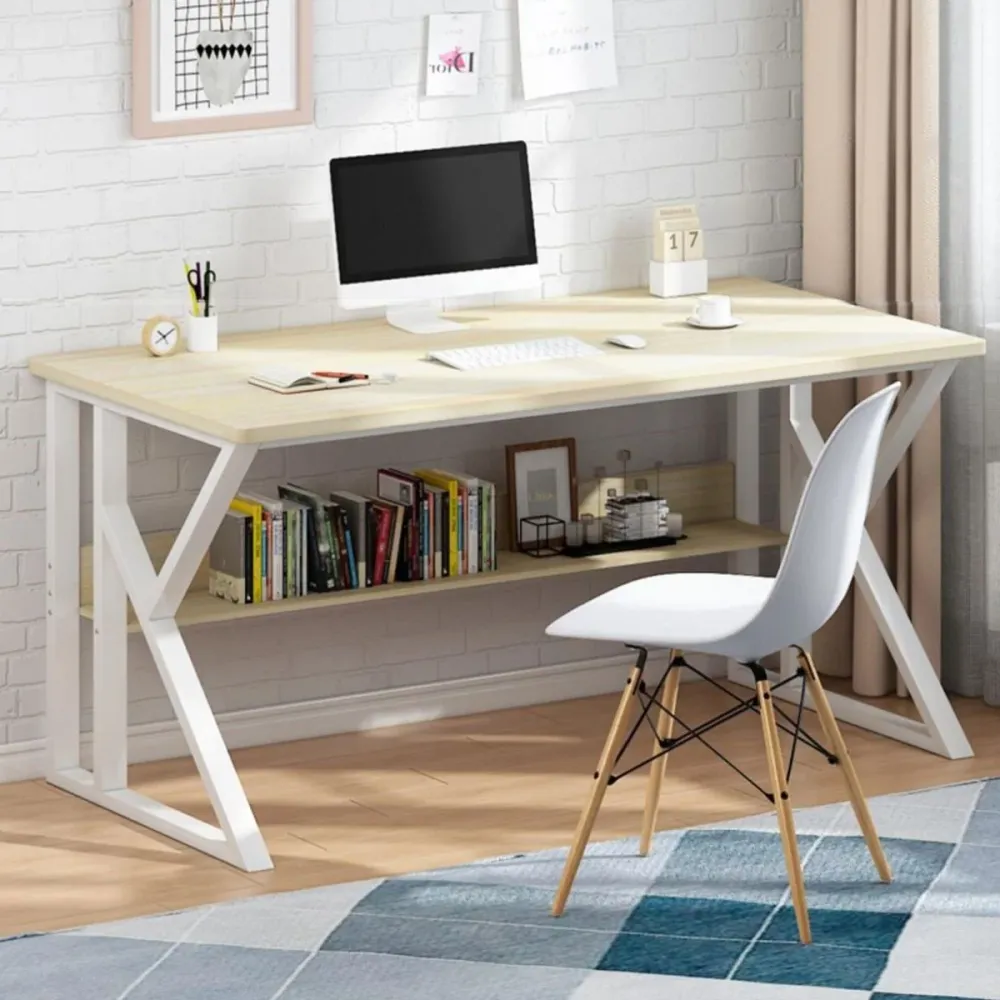 Bureau d'écriture ergonomique en bois, bureau d'ordinateur contemporain pour dortoir Clearhalo