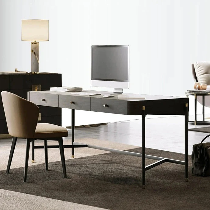 Bureau d'écriture en forme de H avec 3 tiroirs Bureau Glam pour bureau Clearhalo