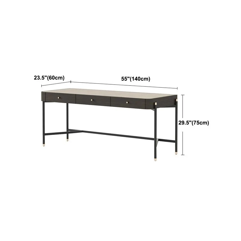 Bureau d'écriture en forme de H avec 3 tiroirs Bureau Glam pour bureau Clearhalo