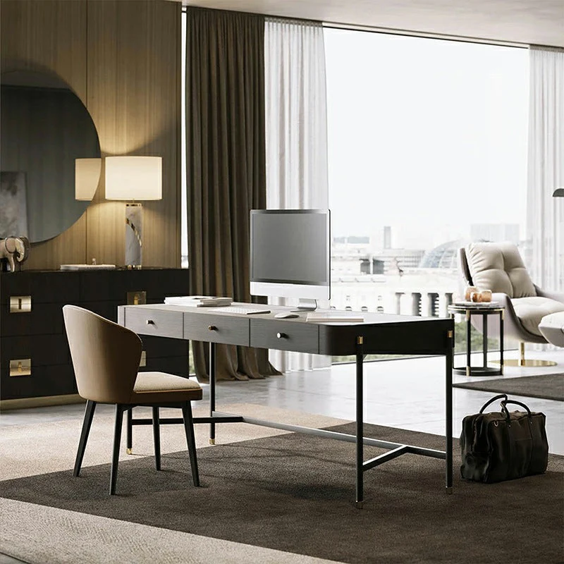 Bureau d'écriture en forme de H avec 3 tiroirs Bureau Glam pour bureau Clearhalo