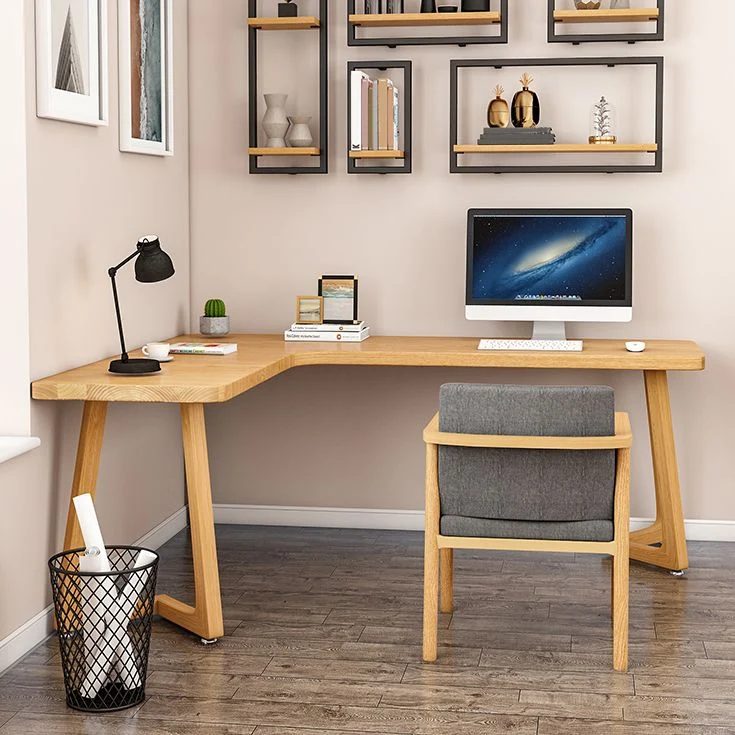 Bureau d'écriture en forme de L en bois massif de bureau à domicile de style moderne Clearhalo