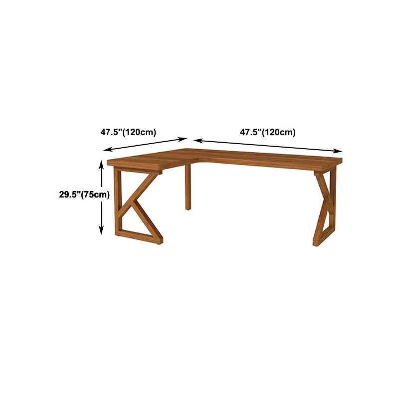 Bureau d'écriture en forme de L en bois massif, bureau de réunion moderne pour le bureau Clearhalo