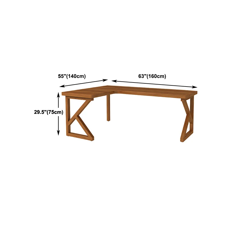 Bureau d'écriture en forme de L en bois massif, bureau de réunion moderne pour le bureau Clearhalo