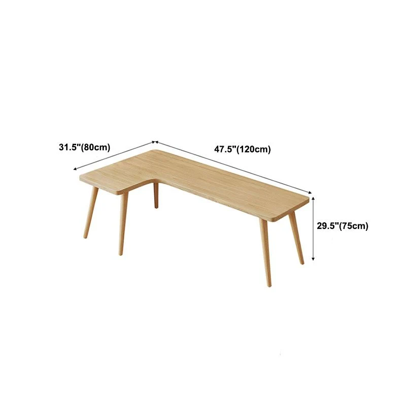 Bureau d'écriture en forme de L en bois massif, table d'ordinateur portable moderne et contemporaine Clearhalo