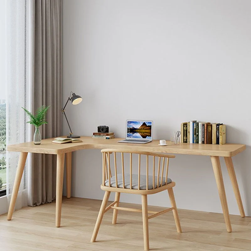 Bureau d'écriture en forme de L en bois massif, table d'ordinateur portable moderne et contemporaine Clearhalo