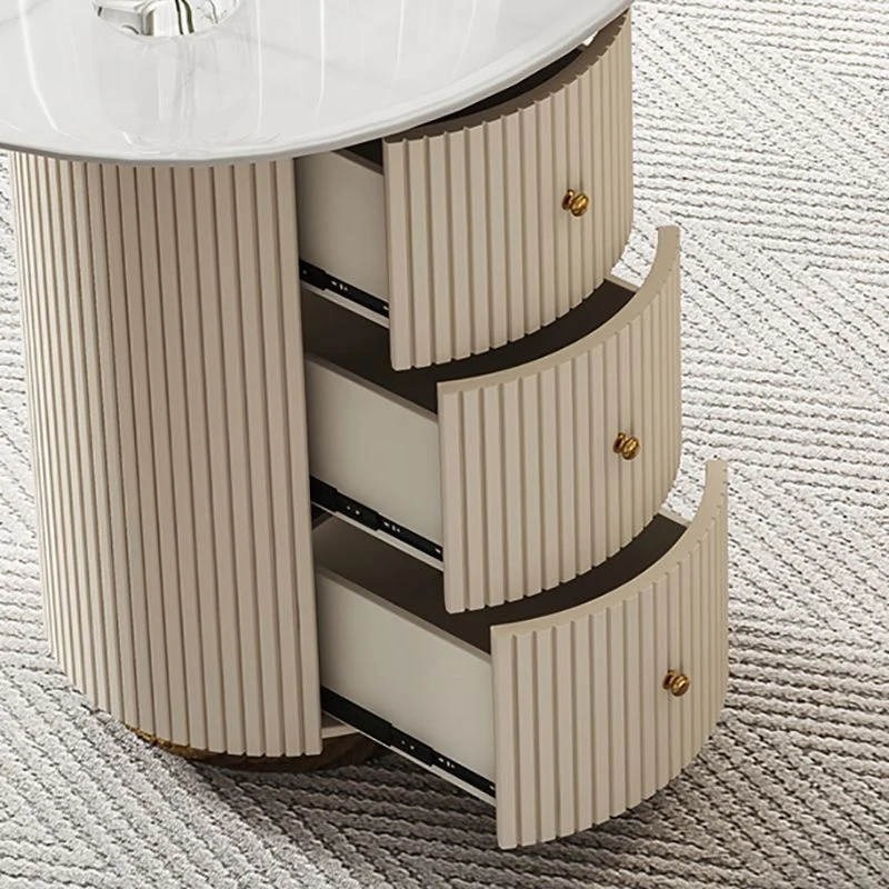 Bureau d'écriture de forme irrégulière, bureau blanc avec 3 tiroirs Clearhalo
