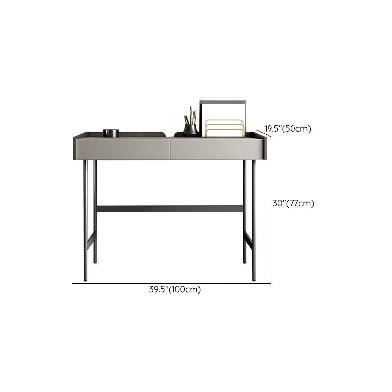 Bureau d'écriture de forme rectangulaire en pierre de style moderne avec 2 pieds Clearhalo