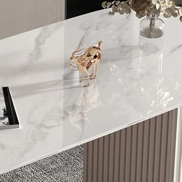 Bureau d'écriture Glam de 23,6 po de large, bureau en pierre blanc avec tiroirs Clearhalo