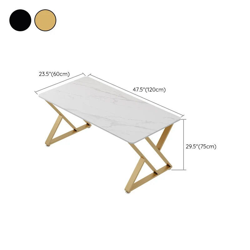 Bureau d'écriture Glam blanc Bureau de bureau rectangulaire en métal pour bureau Clearhalo