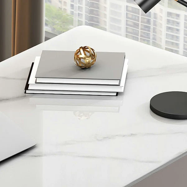 Bureau d'écriture Glam blanc Bureau rectangulaire avec tiroirs Clearhalo