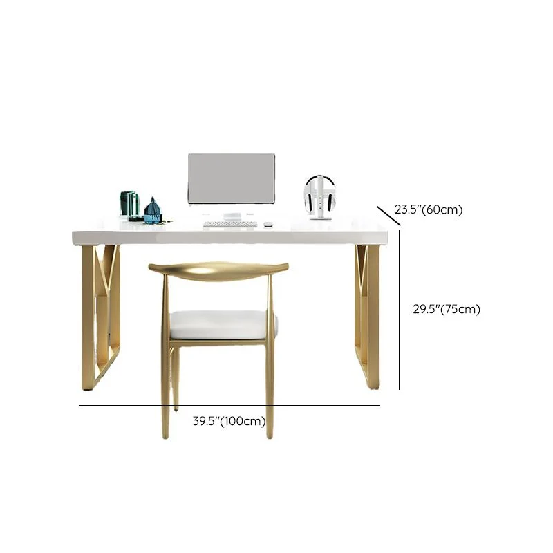 Bureau d'écriture Glam en bois massif avec base traîneau de 29,53 po de hauteur Clearhalo