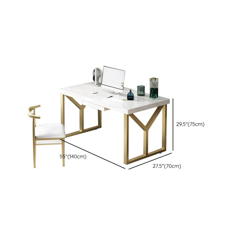 Bureau d'écriture Glam en bois massif avec base traîneau de 29,53 po de hauteur Clearhalo