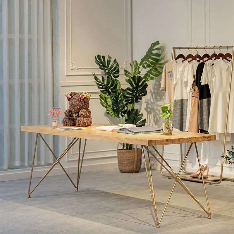 Bureau d'écriture Glam en bois massif, Type de base en épingle à cheveux naturelle, bureau Clearhalo