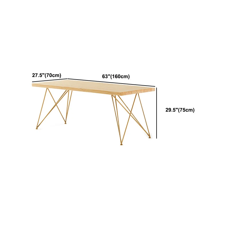Bureau d'écriture Glam en bois massif, Type de base en épingle à cheveux naturelle, bureau Clearhalo