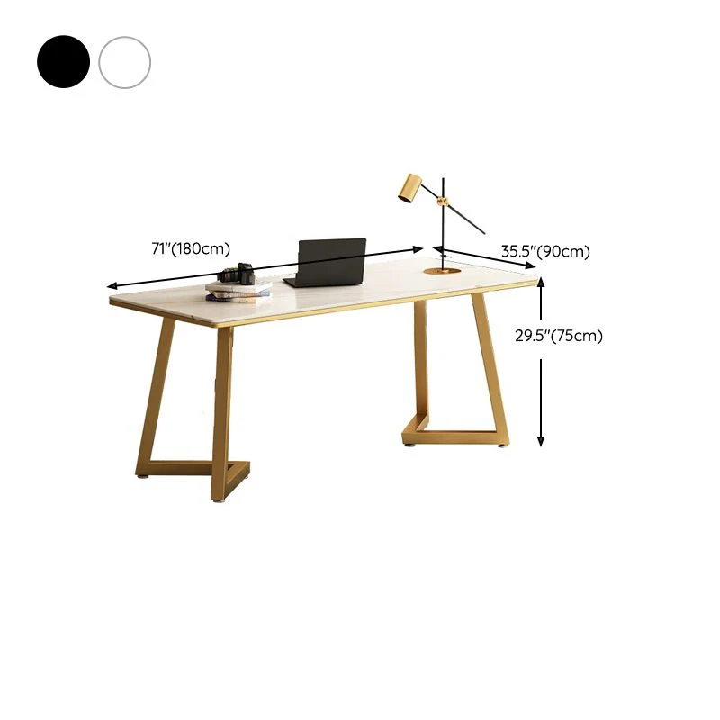 Bureau d'écriture Glam de 29 po de hauteur, bureau rectangulaire avec pieds en métal Clearhalo