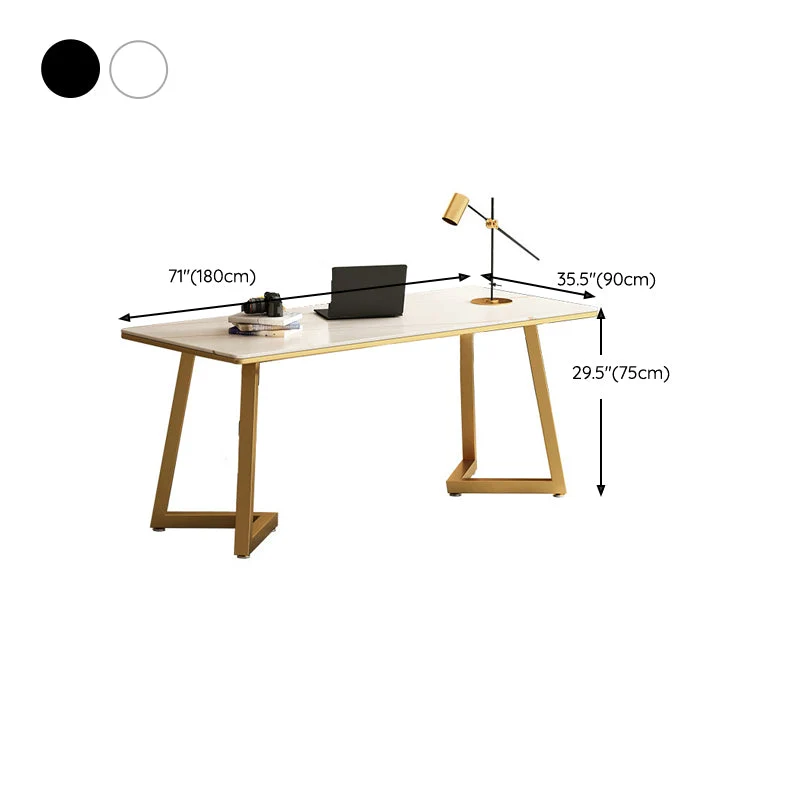 Bureau d'écriture Glam de 29 po de hauteur, bureau rectangulaire avec pieds en métal Clearhalo