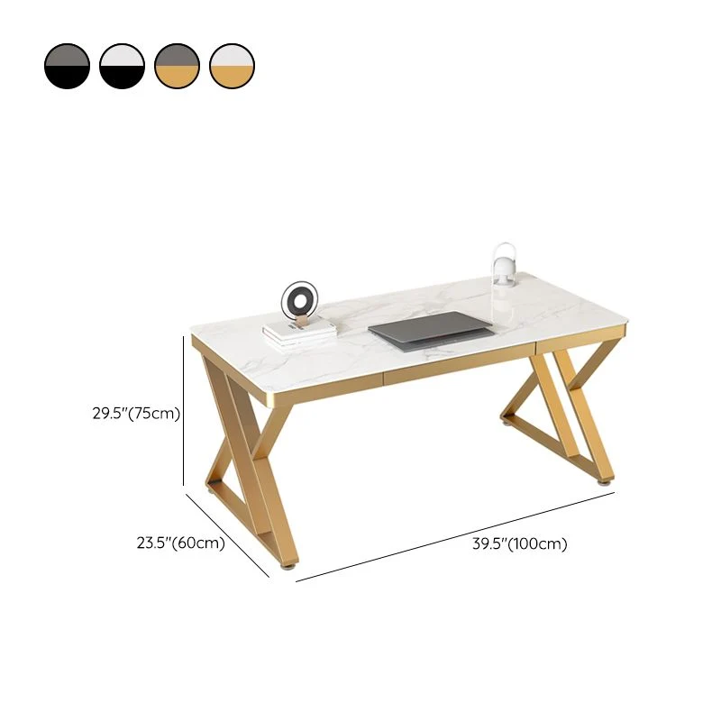 Bureau d'écriture Glam de 29 po de hauteur, bureau rectangulaire en métal pour bureau Clearhalo