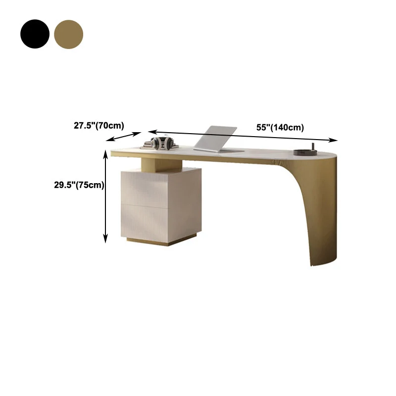 Bureau d'écriture Glam Office Desk Peninsula avec base en métal chromé Clearhalo