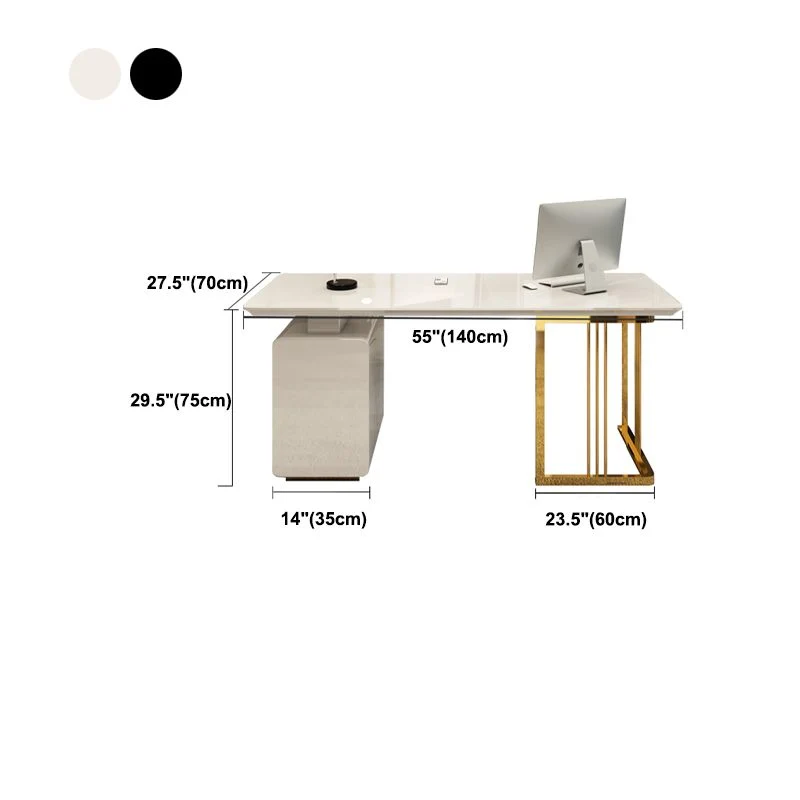 Bureau d'écriture Glam rectangulaire avec classeur, bureau en bois artificiel Clearhalo