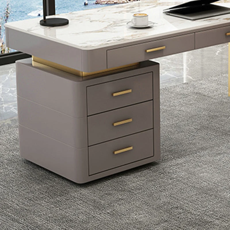 Bureau d'écriture Glam rectangulaire en pierre de 29,53 po de hauteur avec tiroirs Clearhalo
