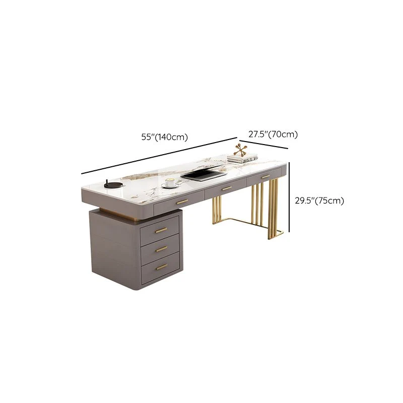 Bureau d'écriture Glam rectangulaire en pierre de 29,53 po de hauteur avec tiroirs Clearhalo
