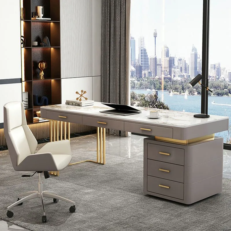 Bureau d'écriture Glam rectangulaire en pierre de 29,53 po de hauteur avec tiroirs Clearhalo