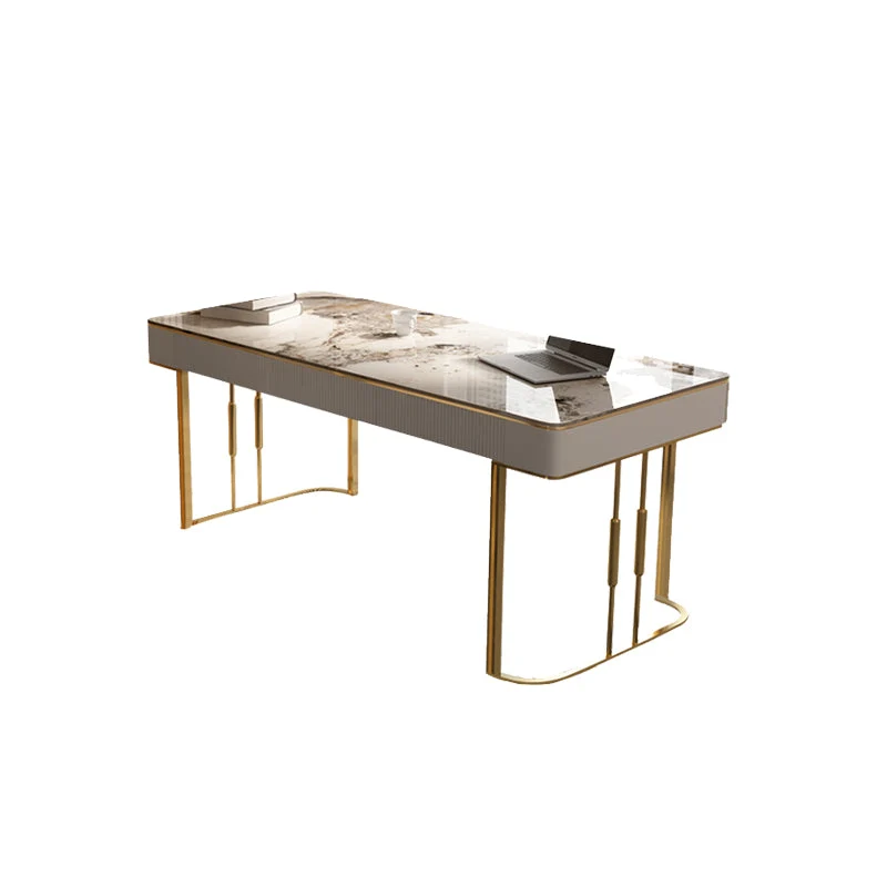 Bureau d'écriture Glam Stone Bureau rectangulaire en métal avec 3 tiroirs Clearhalo
