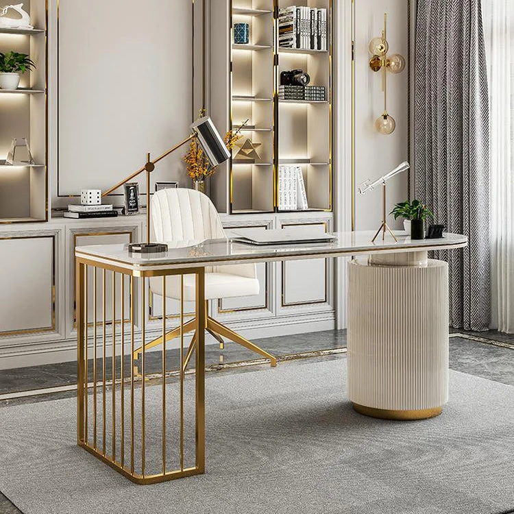 Bureau d'écriture Glam Stone à 3 tiroirs, 29,53 pouces de hauteur Clearhalo