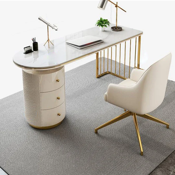 Bureau d'écriture Glam Stone à 3 tiroirs, 29,53 pouces de hauteur Clearhalo