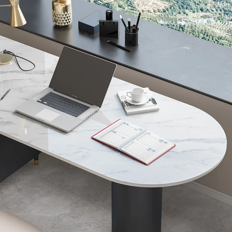 Bureau d'écriture Glam sur pied Peninsula avec pieds en métal Clearhalo