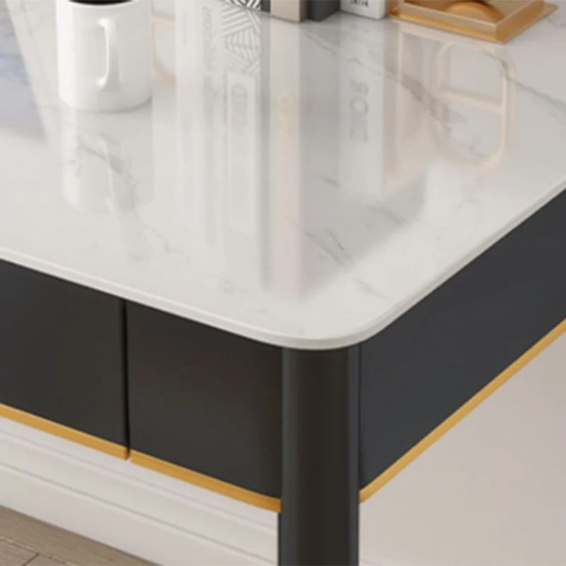 Bureau d'écriture Glam à 2 tiroirs en pierre de 29,53 po de haut avec base Parsons Clearhalo