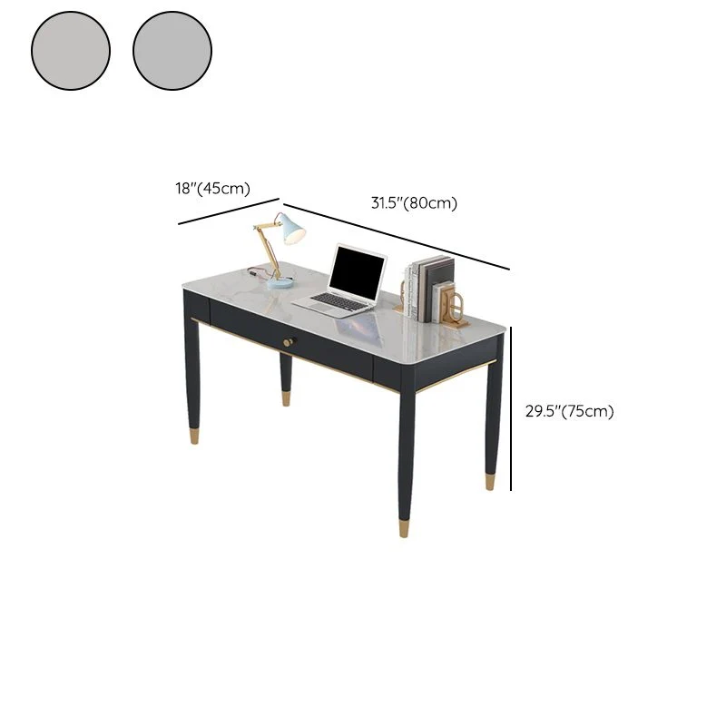 Bureau d'écriture Glam à 2 tiroirs en pierre de 29,53 po de haut avec base Parsons Clearhalo