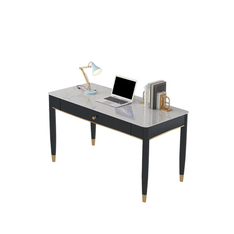 Bureau d'écriture Glam à 2 tiroirs en pierre de 29,53 po de haut avec base Parsons Clearhalo